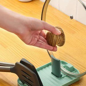 1pc Foldable Pot Lid Storage Rack Kitchen Spoon Frying Shovel Spatula